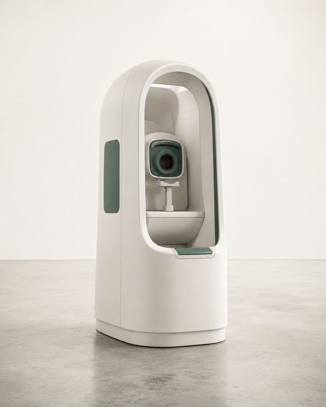 Stazione diagnostica Eye.Lib in spazio architettonico bianco